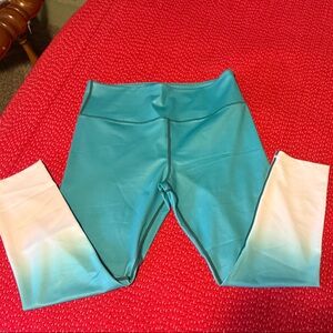 Teal and White Ombre Zyia leggings